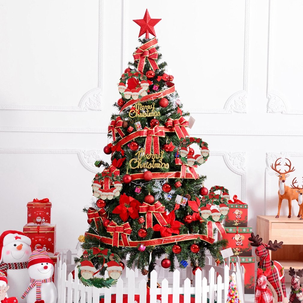 Cute Christmas Family DIY Christmas Tree Resin Pendants Snowman Pendants Wearing Masks And Christmas Hats