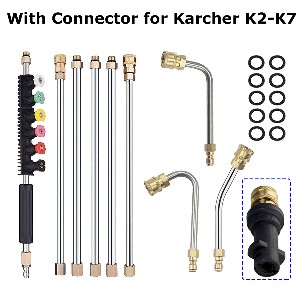 Car Washer Metal Jet Water Spray Lance Extension Wand Nozzle for Karcher K Series Powerful Pressure Washer with 5 Quick Nozzles: green