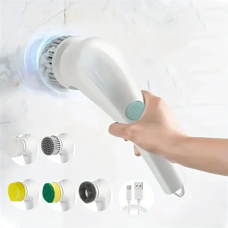 Vijf-in-één multifunctionele elektrische reinigingsborstel voor het wassen van badkamer en keukenreinigingsgereedschap