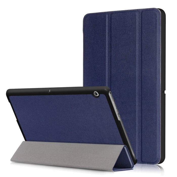 Case For Huawei MediaPad T3 10 AGS-L09 AGS-L03 9.6 inch Cover Tablet for Honor Play Pad 2 9.6 Slim Flip PU Case+Film+Pen: dark blue