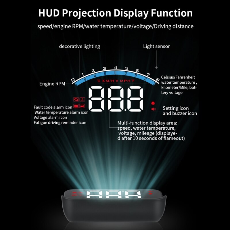 M6s Auto HUD Car Head Up Display Overspeed Warning Windshield Projector Alarm System OBD scanner