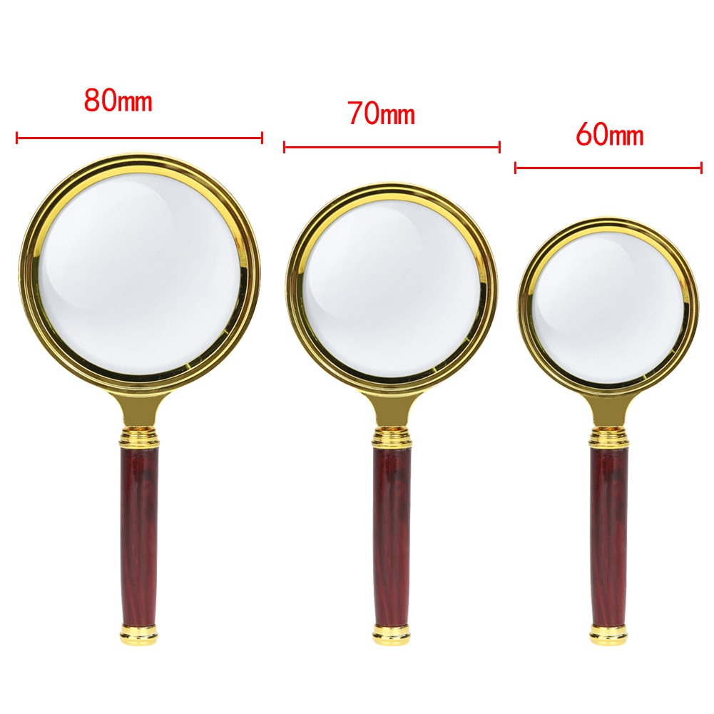60/70/80mm 10X Portable Magnifying Glass Handheld Magnifier High Definition Reading Eye Loupe Magnifying Glass Reading Jewelry