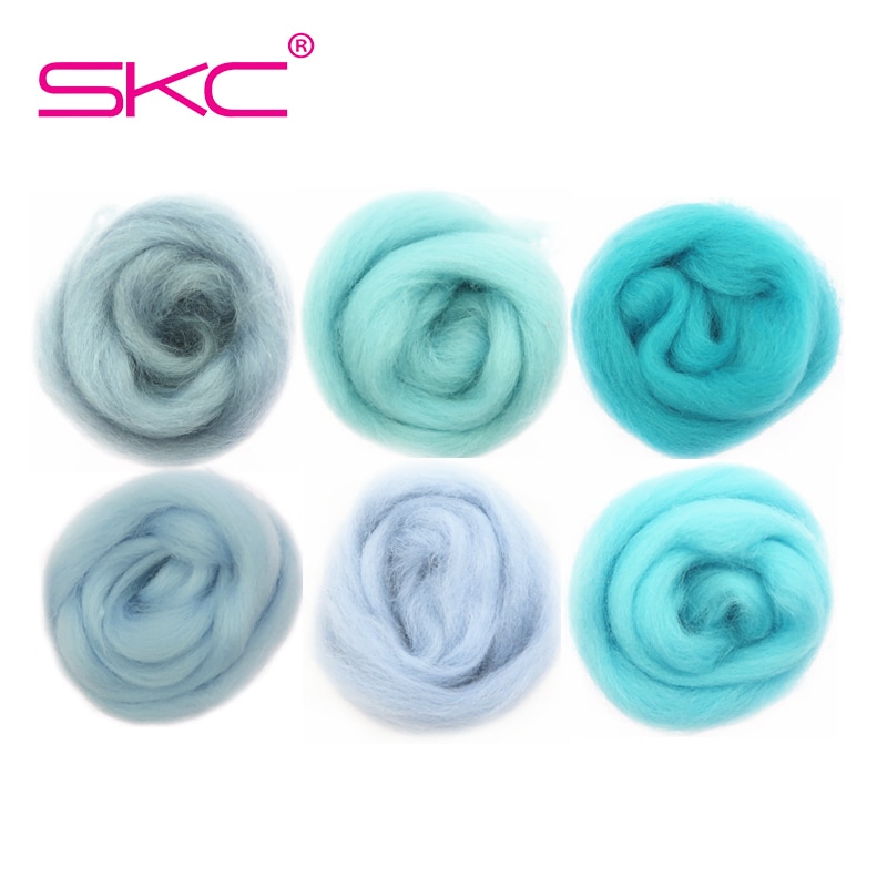 10/50/100g Light Blue Series Wool Fibre Flower Animal Toy Wool Roving Needle Felting Handmade Spinning DIY Craft Materials Tool