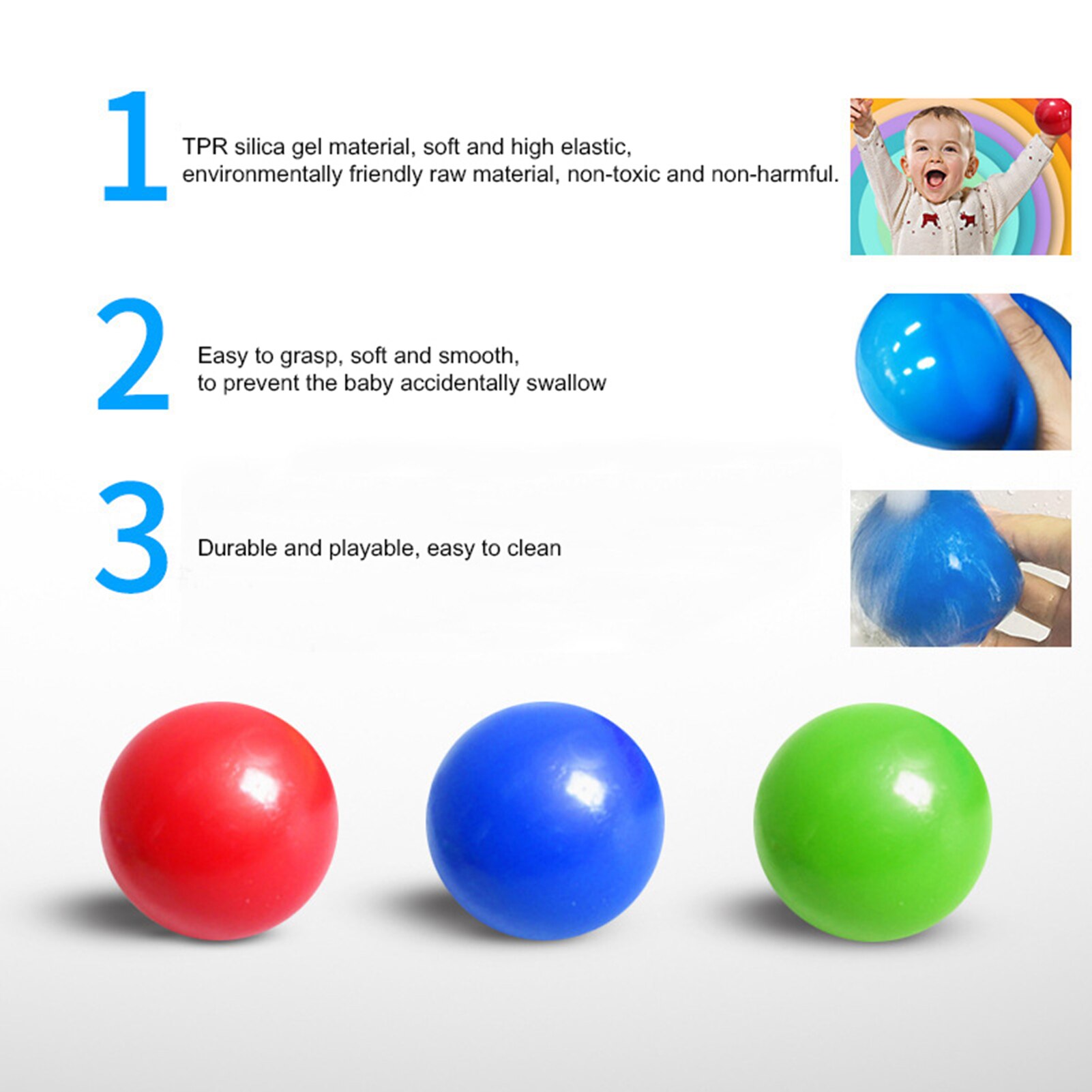 Boule collante Anti-Stress lumineuse noctilumineux, ensemble de 4 pièces, jouets pour enfants