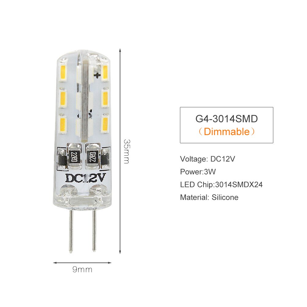 3W 5W 6W DC12V Dimmbare G4 LED Licht Lampe home Küche haube beleuchtung scheinwerfer Kronleuchter Lampen Ersetzen halogen: 3W-3014 Dimmable / Warm White