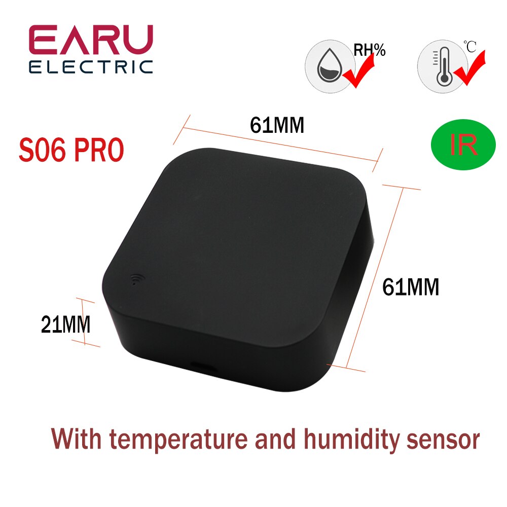 WiFi Tuya Smart Universal IR/RF Remote Controller for Air Conditioner TV with Temperature Humidity Sensor by Alexa Google Home: S06PRO