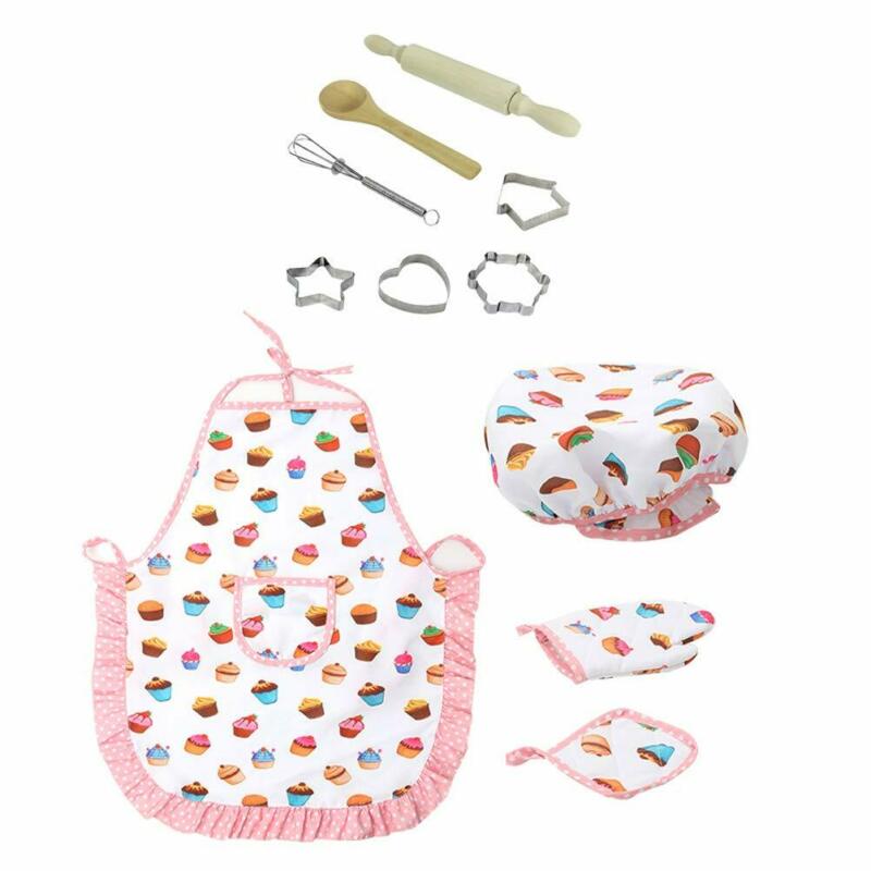 Kids Cooking And Baking Set Kitchen Deluxe Chef Set Costume Pretend Role Play Kit Apron Hat Suit For 3 Years Old Children