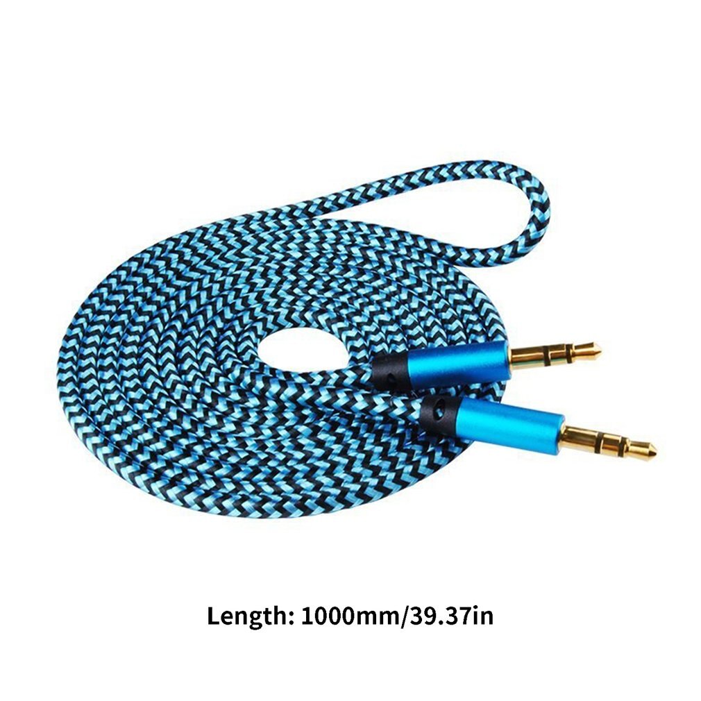 2 Pack 1m Audio car audio cable 3.5MM car AUX audio cable 1meters male to male record line nylon audio cable