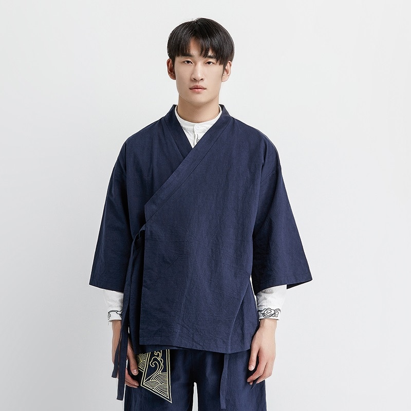 Japanese kimono cardigan men haori yukata male samurai costume clothing kimono jacket mens kimono shirt yukata haori KZ2033