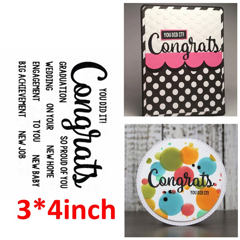Clear Transparent Stamp Bold Cursive Happy Words Congrates Celebrates A-Z Alphabets DIY Scrapbooking: 2