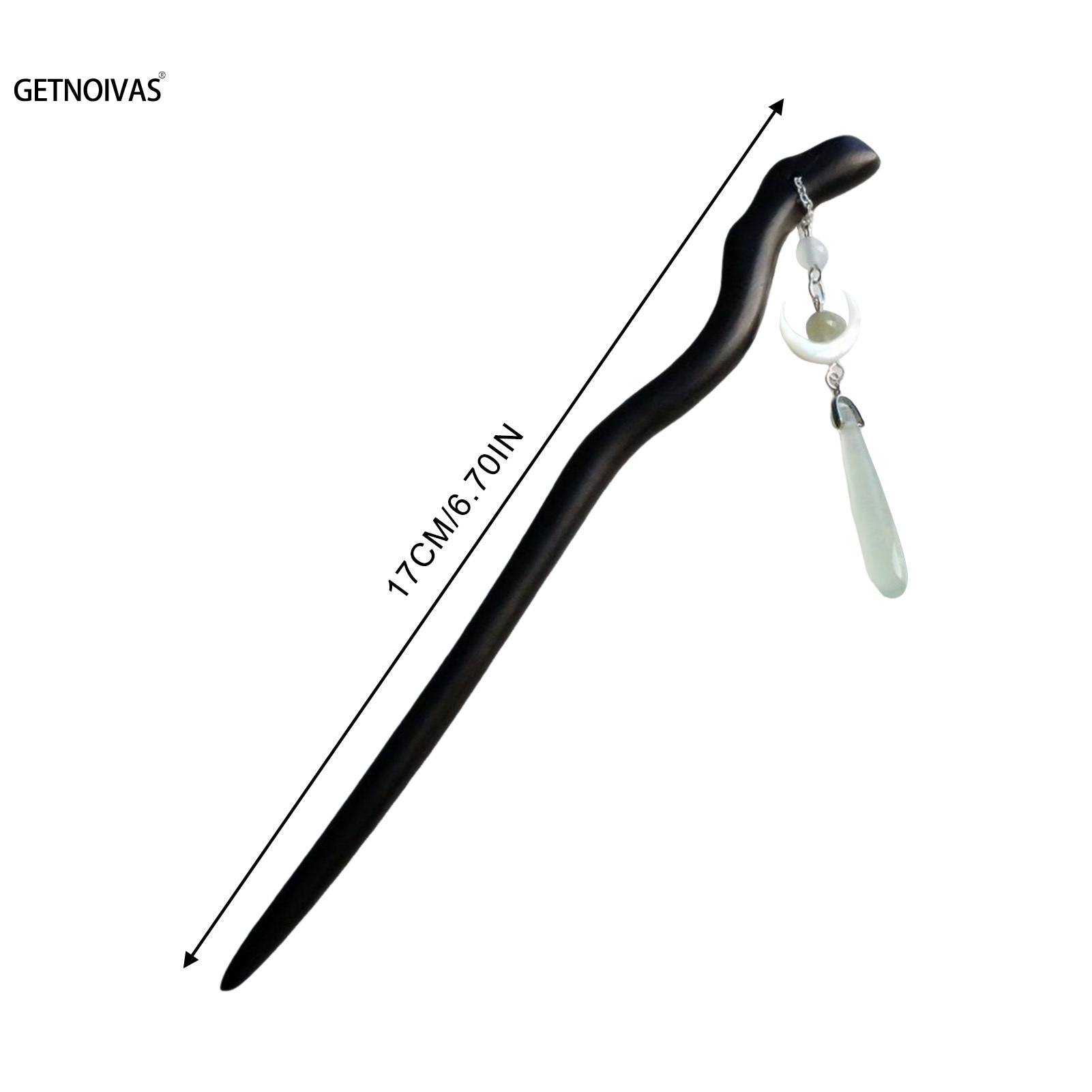 Palillos de pelo de madera de estilo chino Vintage para mujeres y niñas, horquilla con borla de Luna, Clip para el pelo, tocado Hanfu, joyería, accesorios para el cabello