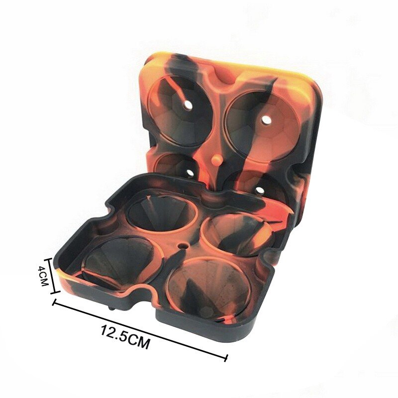 Diamond Ice Cube Tray Reusable 4 Cell Ice Cubes Maker Silicone Ice Cream Molds Form Chocolate Mold Whiskey Party Bar Tools: Black-Red