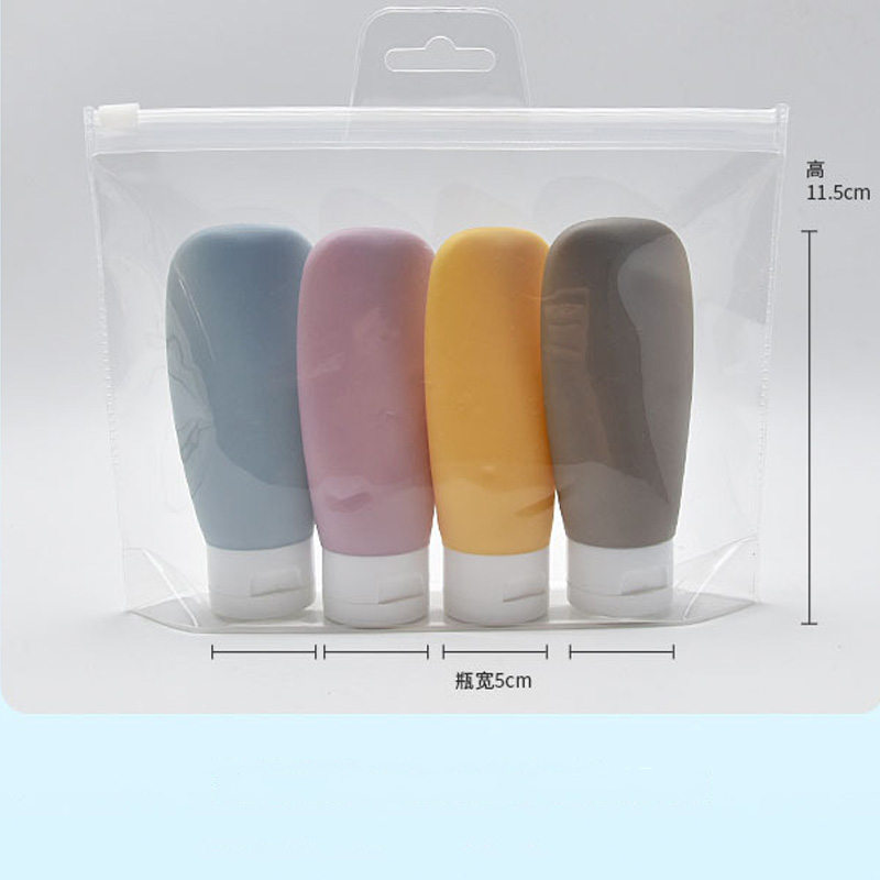 Ensemble de bouteilles rechargeables de voyage, 30/60/100ml, cosmétiques, lavage du visage, crème pour les mains, Lotion, tuyau, distributeur vide, 3/4 pièces: Gris clair