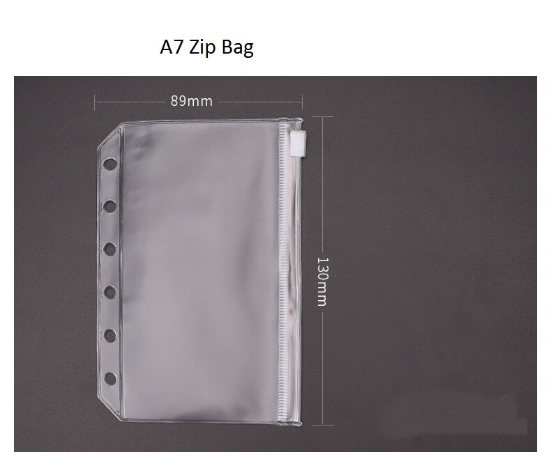 A4 A5 A6 A7 loose leaf notebook pvc collection bag DIY diary accessory, zip bag name card case storage bag pouch: A7 zip bag