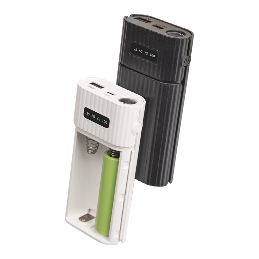 18650/18700/20700/21700 Battery Charger Adapter DIY Power Bank for iPhone PD Charging Power Bank Case Box with LED Flashlight