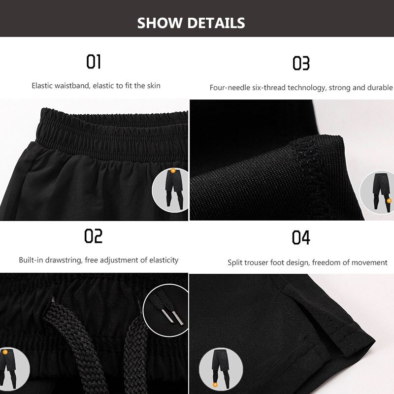 Männer Lauf Hosen 2 In 1 Sport Fußball Training Jogging Hose Atmungsaktiv Schnell Trocknend Engen Fitness-Studios Fitness Hosen für männer Männlich