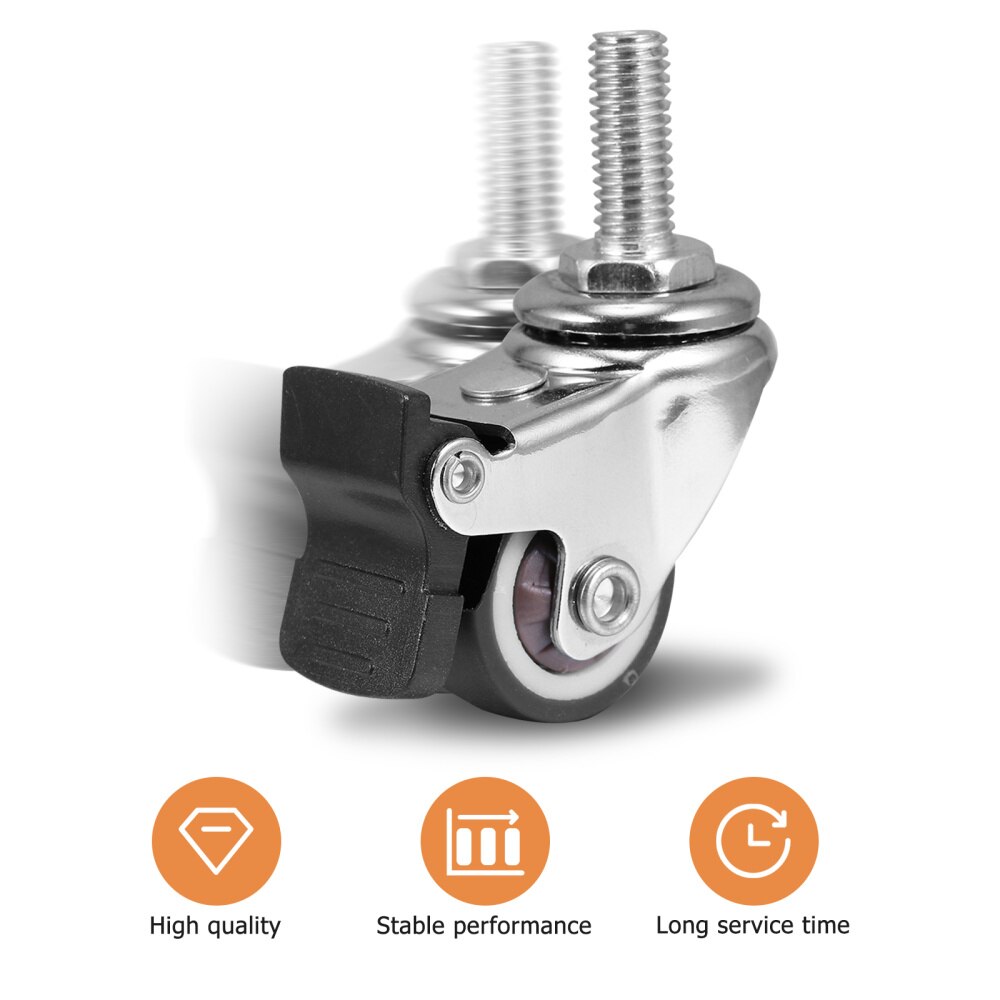 5 PCS Caster Wheel with Brake 1 inch TPR Omni-directional Rotating Swivel Caster