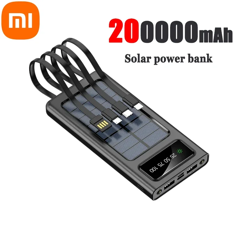 Xiaomi 200000mAh Solar Power Bank Ultra Capacity USB 4 in1 Super Fast Charging USB TypeC LED Light Outdoor Power Bank For iPhone: MULTI