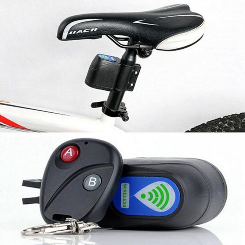 Anti-Theft Bike Lock Cycling Security Lock Wireless Remote Control Vibration Alarm 110Db Bicycle Anti-Theft Alarm,Without Batter