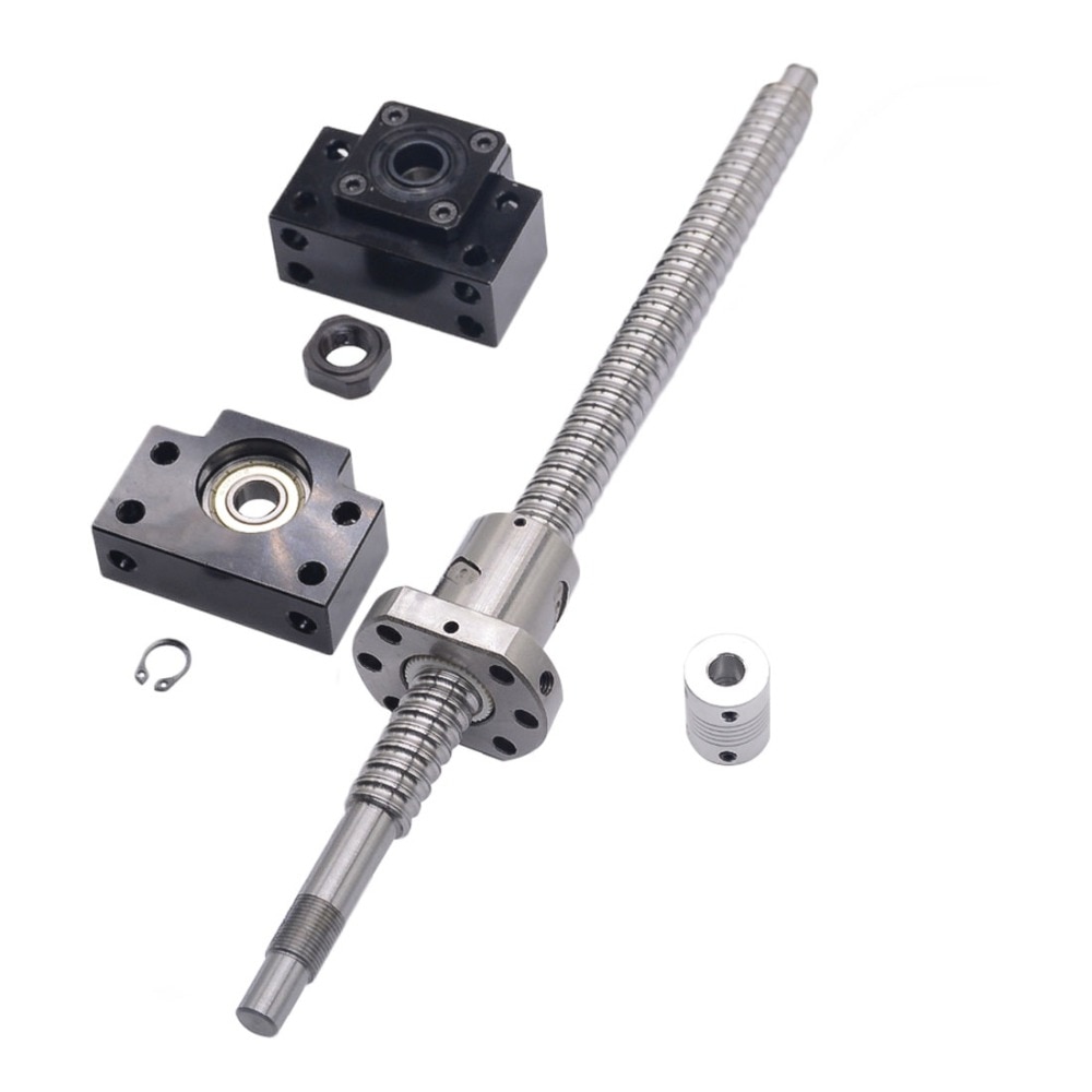 SFU1605 set:SFU1605 rolled ball screw C7 with end machined + 1605 ball nut + BK/BF12 end support + coupler for CNC parts RM1605