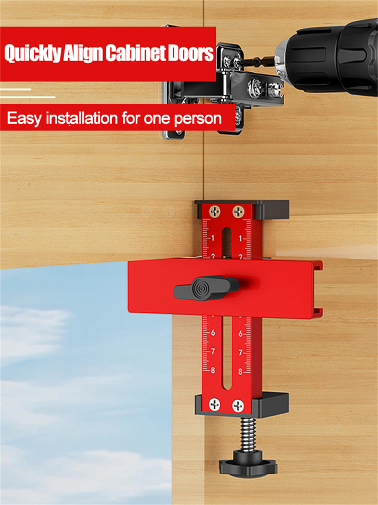 Houtbewerking Kastdeur Installatie Jig, Kast Kastdeur Snelle Positionering Tool, Aluminium Verstelbare Klembereik 0-75mm