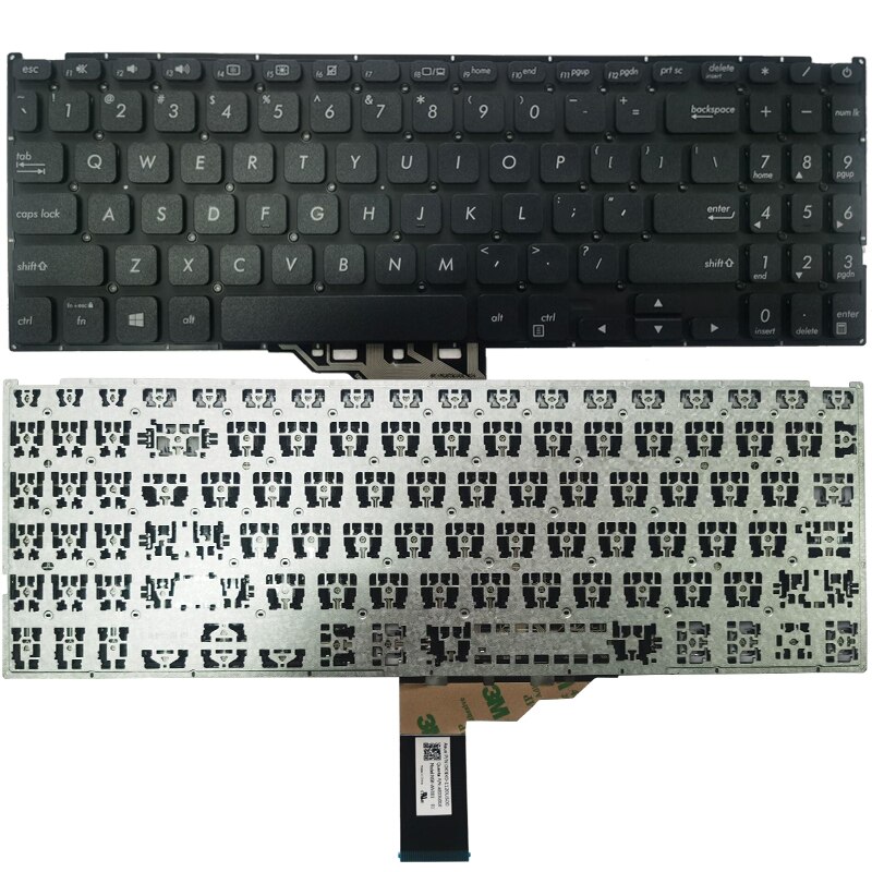 US laptop Keyboard for ASUS Vivobook X512 X512D X512FA X512DA X512UA X512UB F512DA F512DA-WH31 F512FA F512FA-AB34 F512UA X509J: black NO backlit