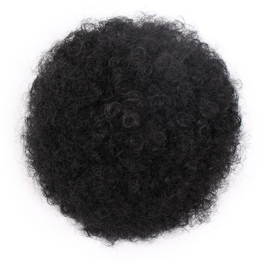 AISIBEAUTY Afro Short Kinky Curly Chignon Hair Extensions Synthetic Puff African American Afro Bun Wrap Drawstring Hairpiece: P015-1B