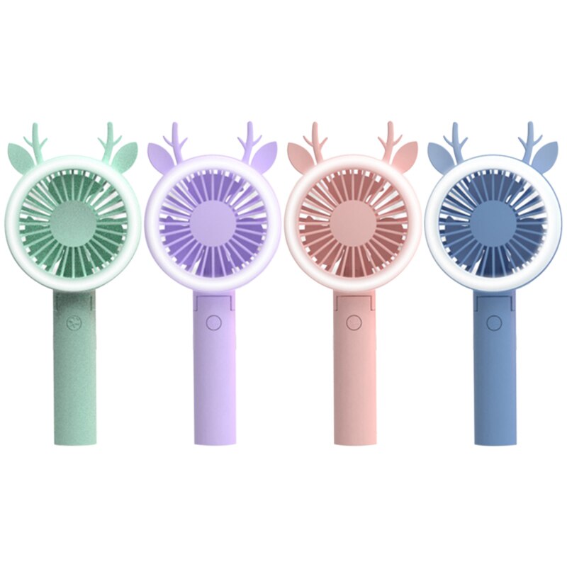 Ventilator Handheld Usb Oplaadbare Fans Led Light Portable Air Cooling Fan Mini Desktop