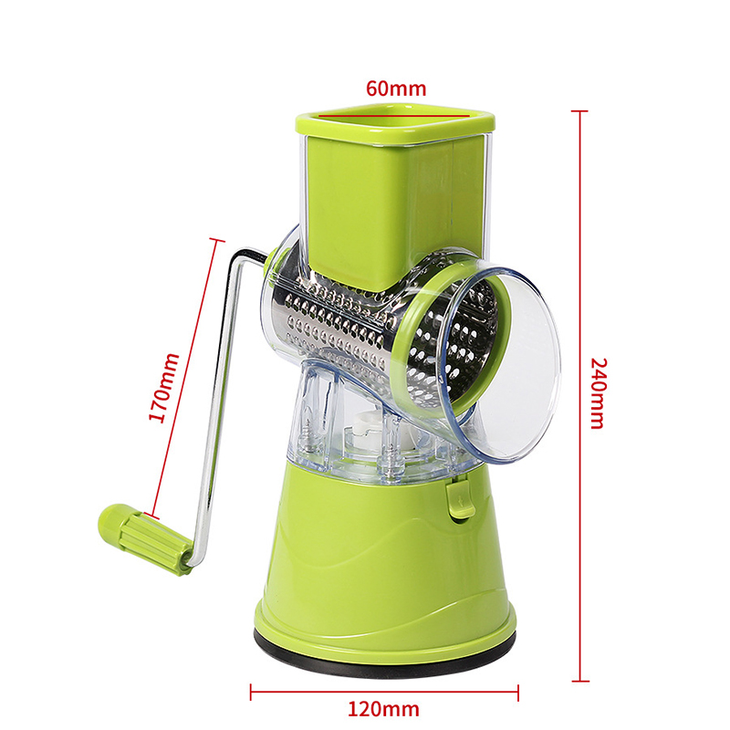 Rotary Cheese Grater Handheld Vegetable Mandoline Slicer Shredder with 3 Drum Blades Kitchen Tool SNO88
