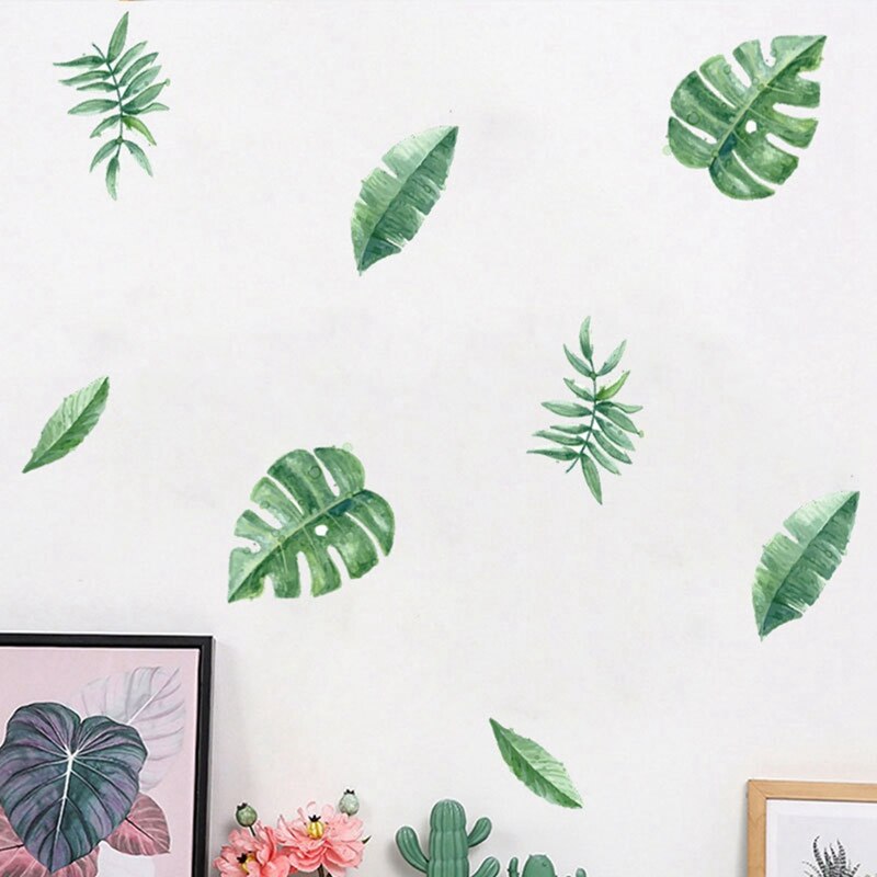 Tropical Rainforest Plant Wall Sticker Green Leaf Wall Stickers Home Children's Room Interior Wall Stickers Decor Supplies