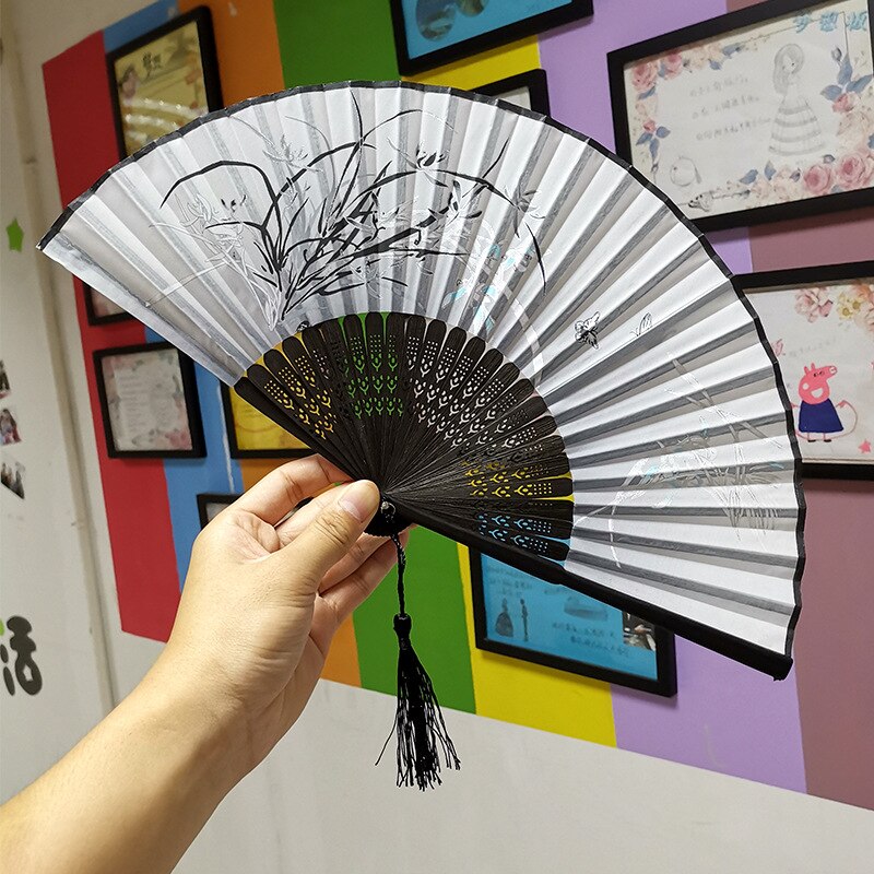 Silk Fan Chinese Japanese Style Folding Fan Home Decoration Ornaments Pattern Art Craft Wedding Dance Hand Fan Paper Fans