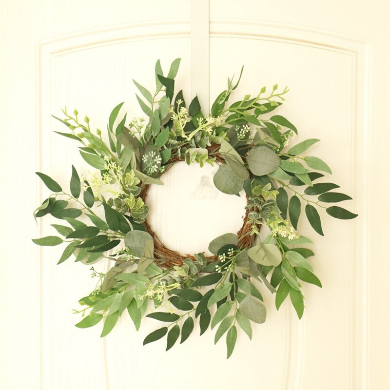 Veggpynt grønn blomst kunstig blomst rustikk silke blomst krans dekor