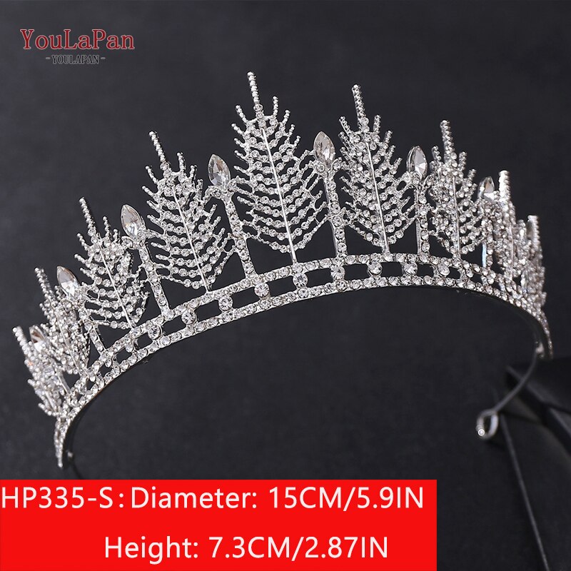 TOPQUEEN HP326 Zirkonia Hochzeit Tiara für Braut-Prinzessin Tiara Stirnband Braut Krone Braut Haar Zubehör für Frauen Tiara: HP335-S