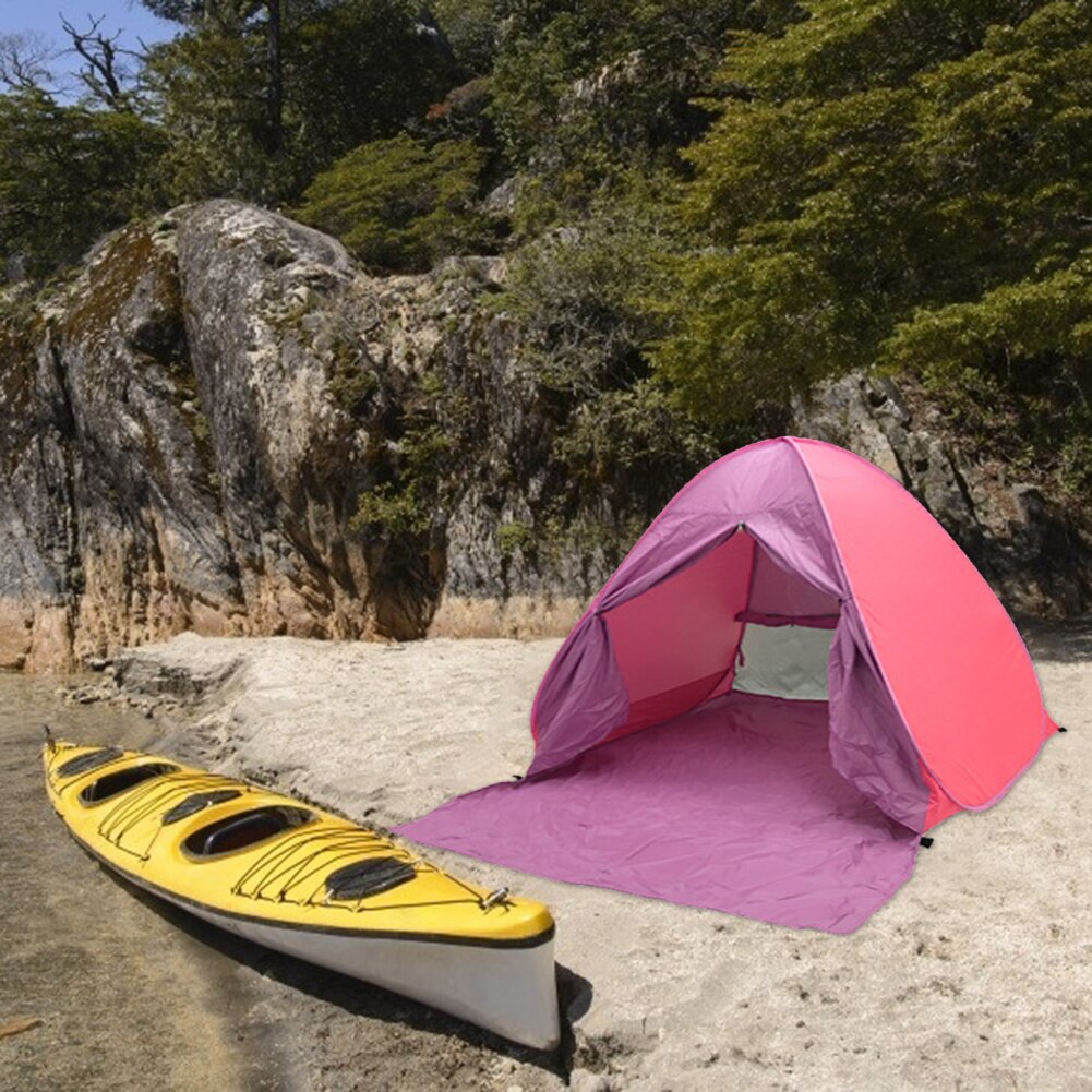 Pop up strandtelt solcreme telt anti-uv baldakin telt rejser bærbar hurtigåbning foldet udendørs telt m / gardin