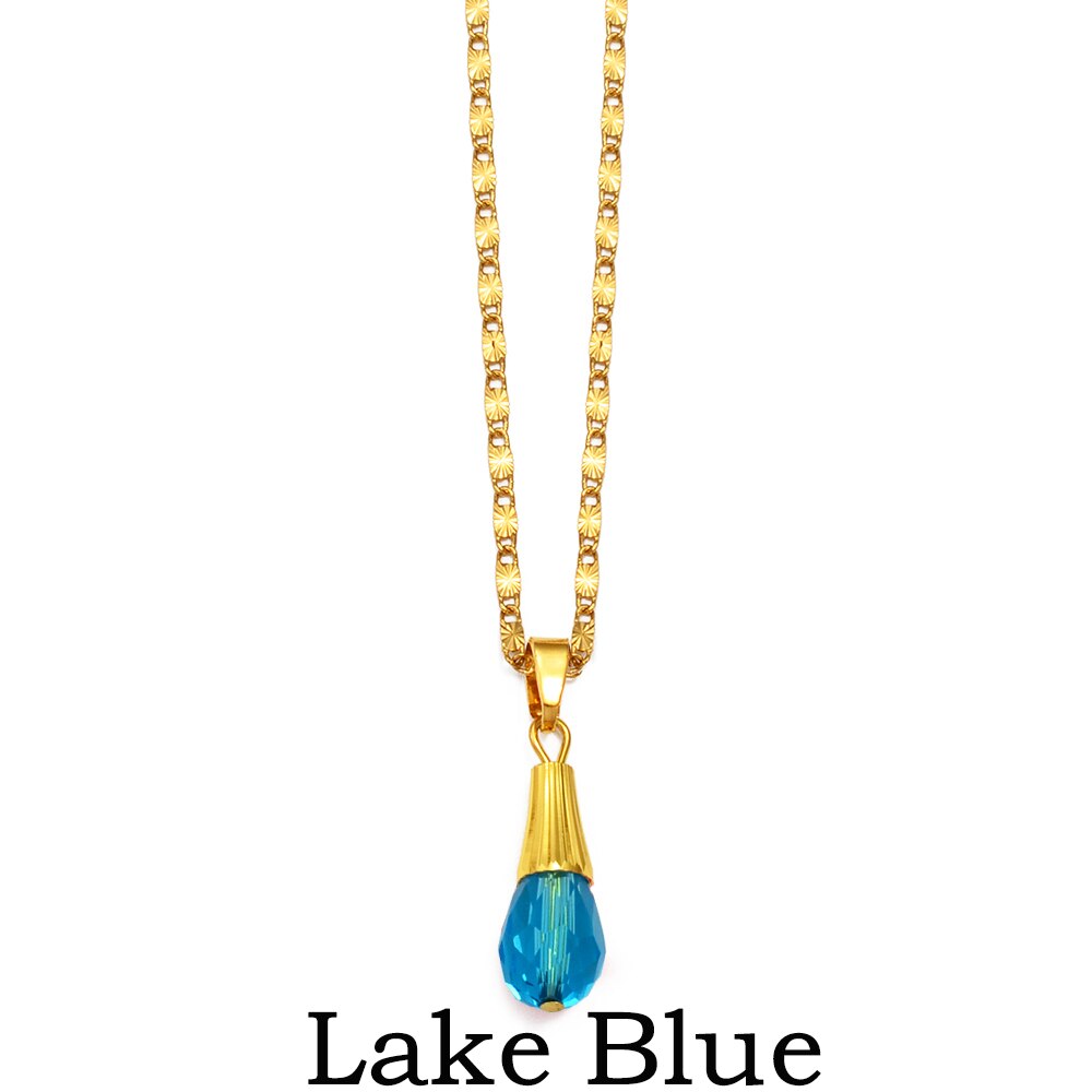 Anniyo Hawaiian Multiple Colour Ball Pendant Necklaces for Women Girls Crystal Jewelry Guam Micronesia Chuuk Pohnpei #256006: Lake Blue Ball / 45cm or 17.7 Inches