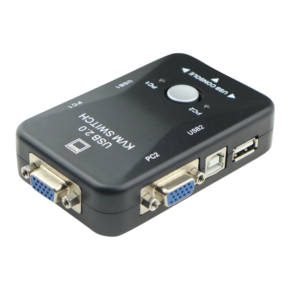 2 In 1 Out Usb 2.0 Vga Kvm Switch Box 2-Poort Pc Monitor Schakelaars Box Adapter Voor Computer toetsenbord Muis Monitor Plug En Play