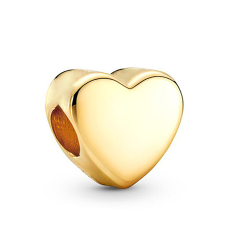 Abalorio colgante de corazón infinito y cruz brillante chapada en oro , compatible con pulsera de plata de ley 925 Original, joyería DIY: Color de teca