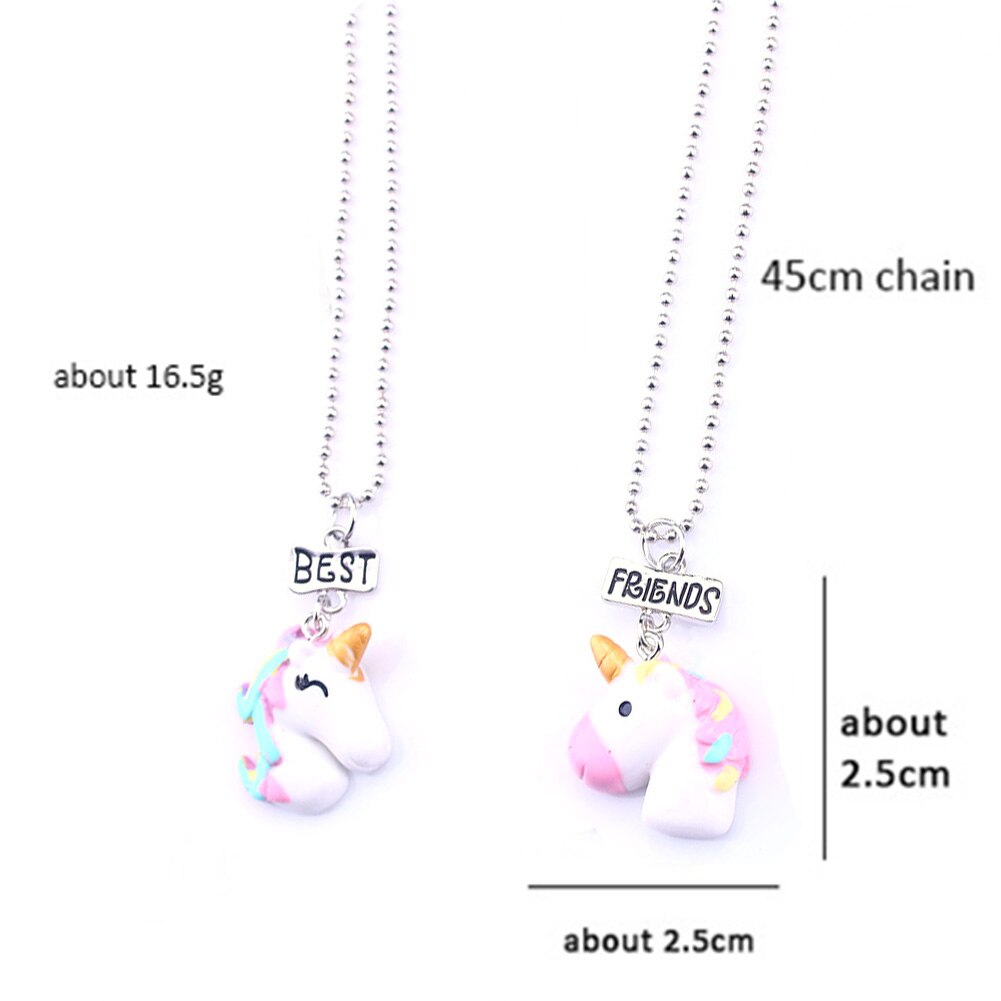 2 stks/set Hars Dier Eenhoorn Hanger BFF Ketting Choker Beste Vrienden Vriendschap Ketting voor Kinderen Jongens en Meisjes