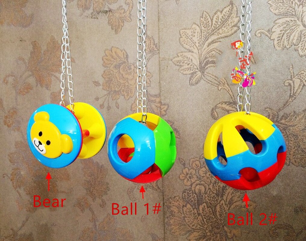 1PC animal de compagnie oiseau en plastique mâcher balle mignon animal perroquet jouet oiseau creux cloche boule chaîne Cage jouet pour perroquet calopsitte perruche