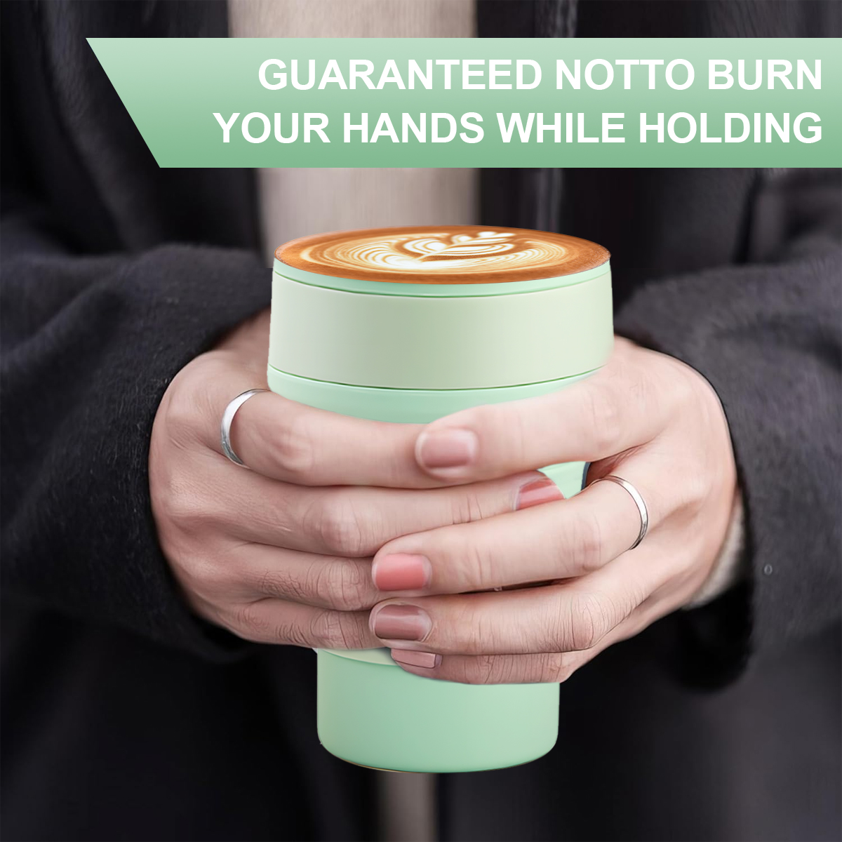 Leeseph sammenklappelig rejsekop, bærbar silikone drikkekrus med låg til vand, kaffe, drikkevarer til vandreture og picnic (350/500ml)