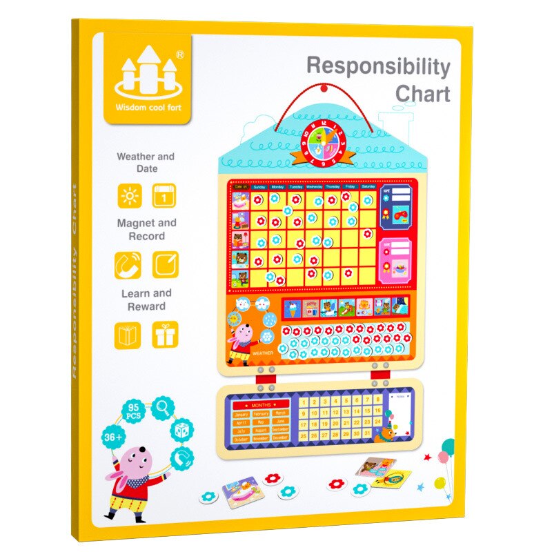 Montessori Education Wooden Children Growth Self Discipline Form Reward Sticker Time Sheet Learning Plan Record Magnetic Sticker