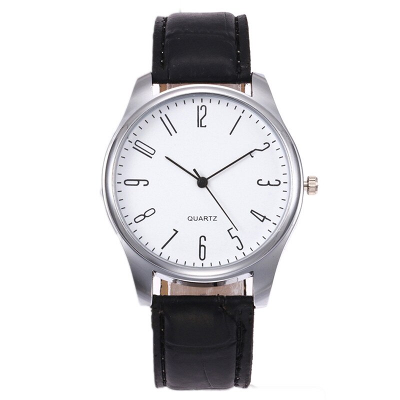 Mens Simple Business Leather Quartz Wrist Watch: A