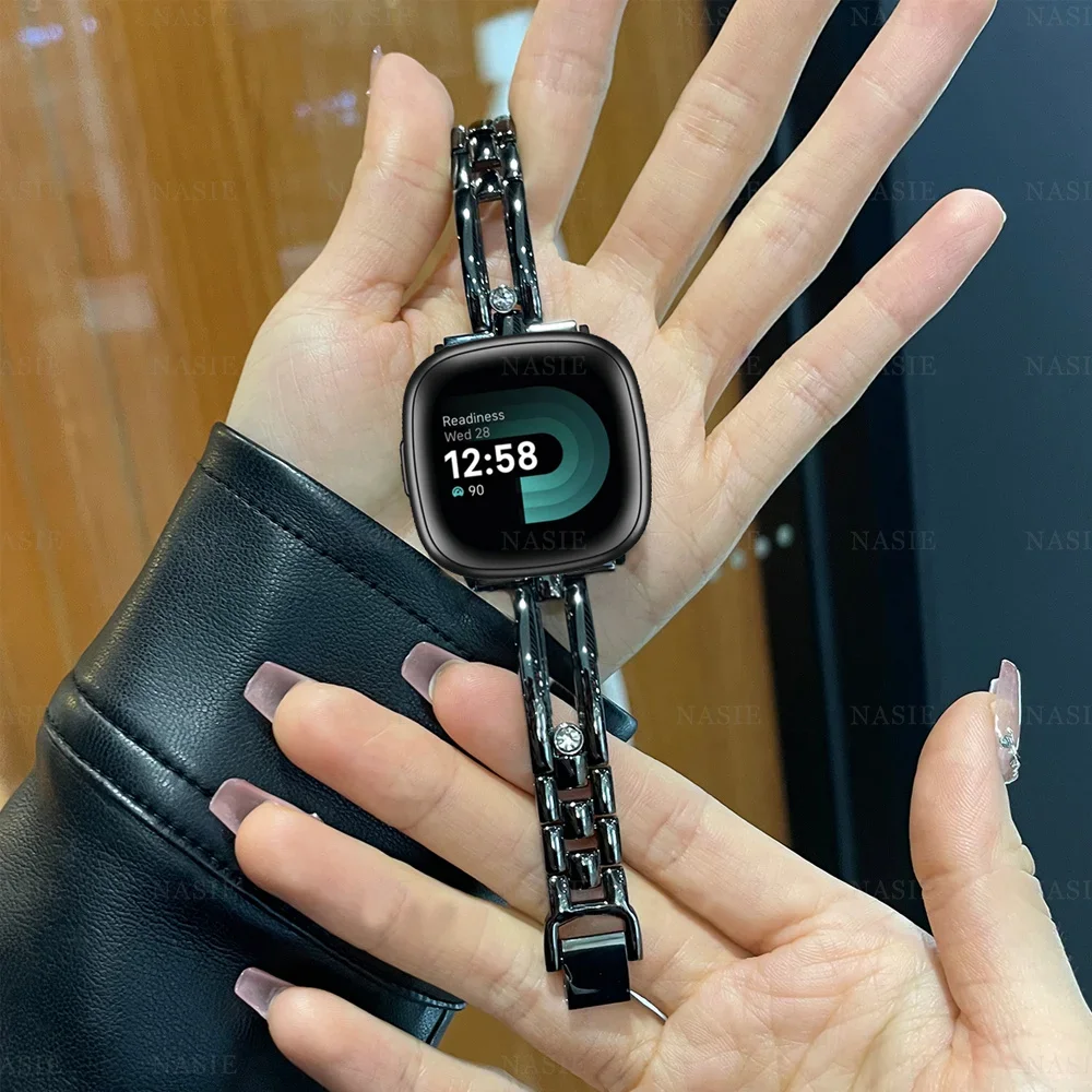 Slim Diamond Bracelet For Fitbit Versa 1/Versa 2/versa 3/Versa 4 Watch Strap Metal Bracelet For Fitbit Versa Lite/Sense 2 Strap