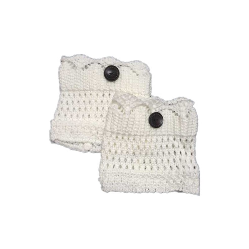 Calentadores de piernas de Invierno para mujer, botas de punto de ganchillo, puños, botas cortas elásticas, calcetines negros, botas cálidas informales de , 2 piezas