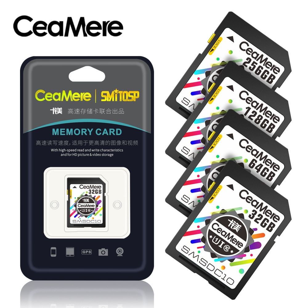 CeaMere SD Card 128GB 64GB 32GB 16GB 8GB 4GB XC HC Flash Memory Card Class 10 UHS-I Micro sd card 128GB For Camera