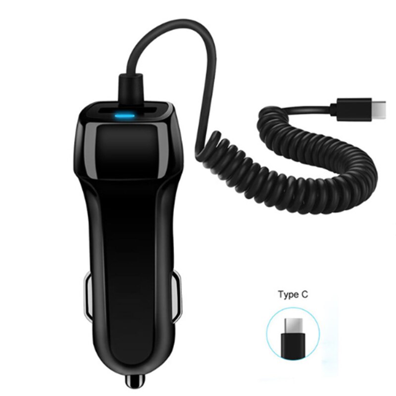 Car Charger With USB Cable For Samsung S20 S21 Plus Xiaomi Micro USB Type C for Huawei P40 Samsung Fast Car Phone Charger Kabel: With Type C Cable