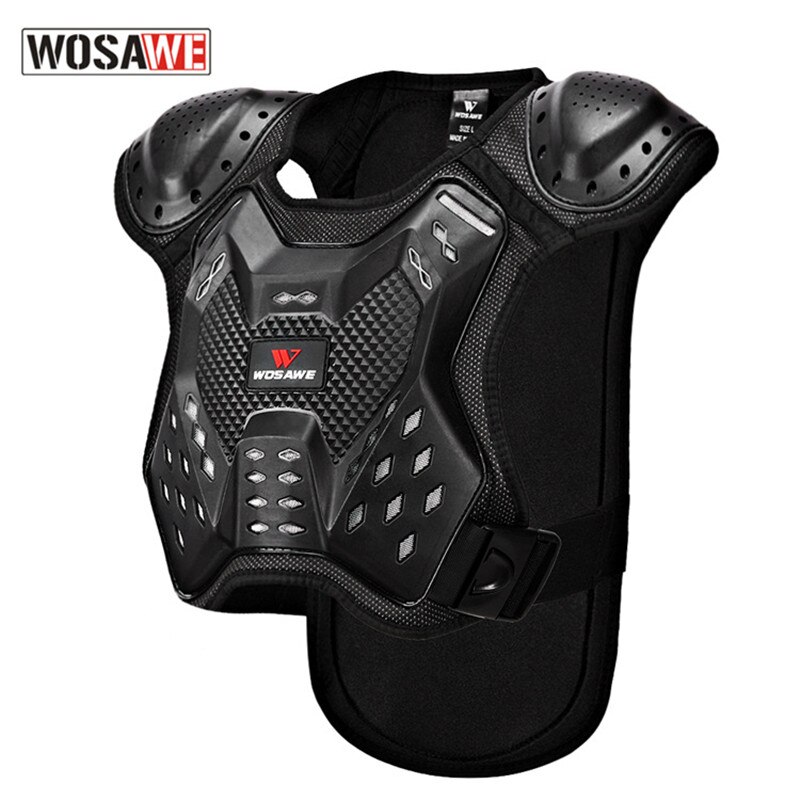 Wosawe 5-15 år gammel børne motorcykel panser bryst rygsøjle beskytter ryg bandage rulleski motorcykel kropsstøtte vest jakker