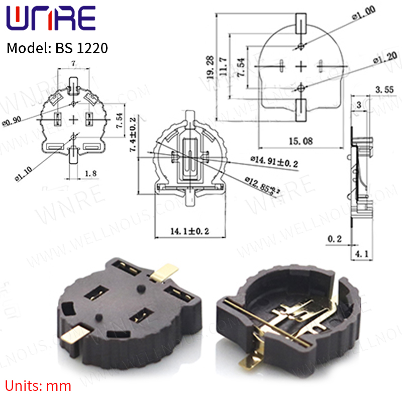 BS Battery Holder Series Coin Cell Battery Holder Black/White/Coffee Battery Storage Socket