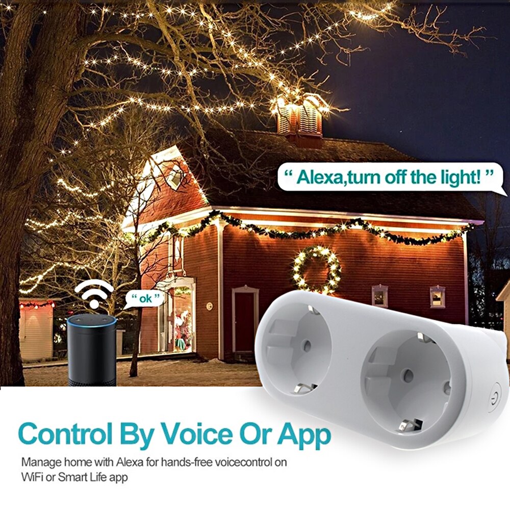 2 In 1 Professionele Extenders Socket Dual Smart Wifi Plug Werkt Met Alexa Google En Slimme Leven App Door Voice & Afstandsbediening