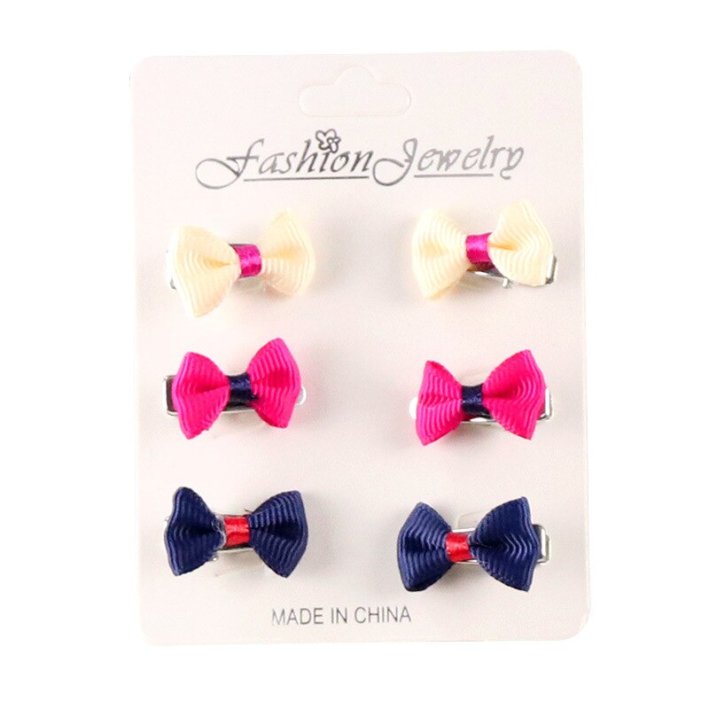 6 unids/lote animando Candy broches niños Bowknots cinta sólida Clip de pelo arcos de las niñas y las mujeres horquillas, accesorios: Black